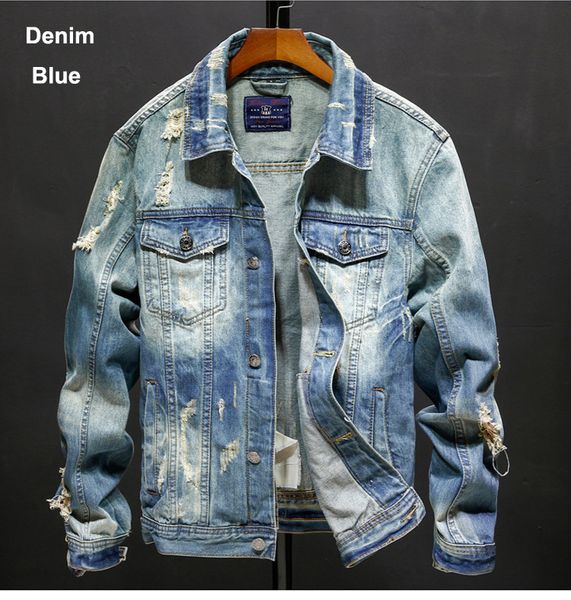 

septhydrogen джинсовой куртки мужчины ковбой slim fit bomber jacket мужская ripped жан куртка hip hop streetwear пальто chaqueta hombre 4xl, Black;brown