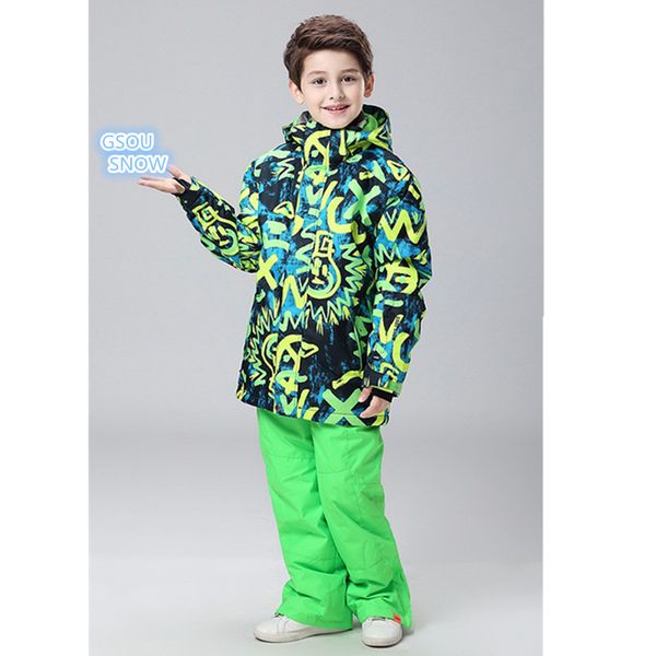 

skiing jackets gsou snow 10k for boys winter clothes children warm ski suit + pants windproof thicken outdoor sports wear