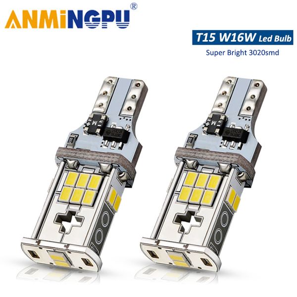 

anmingpu 2x signal lamp t15 led canbus 3020smd w16w led bulb 921 912 backup light car reverse light parking lamp 6000k white 12v