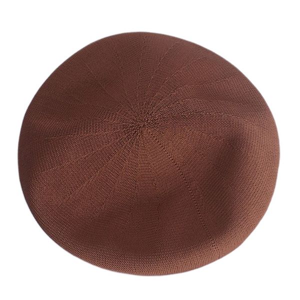 

women knitted beret flat cover ladies beanie hat breathable thin solid colors painter berets, Blue;gray