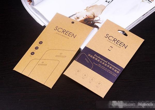 

2000pcs wholesale kraft paper box retail pack package bags tempered glass screen protector,just sell the packaging