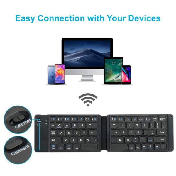 

2020 new bluetooth folding keyboard wireless keyboard light and handy usb charging mini wireless folding keyboard 67 key for tab