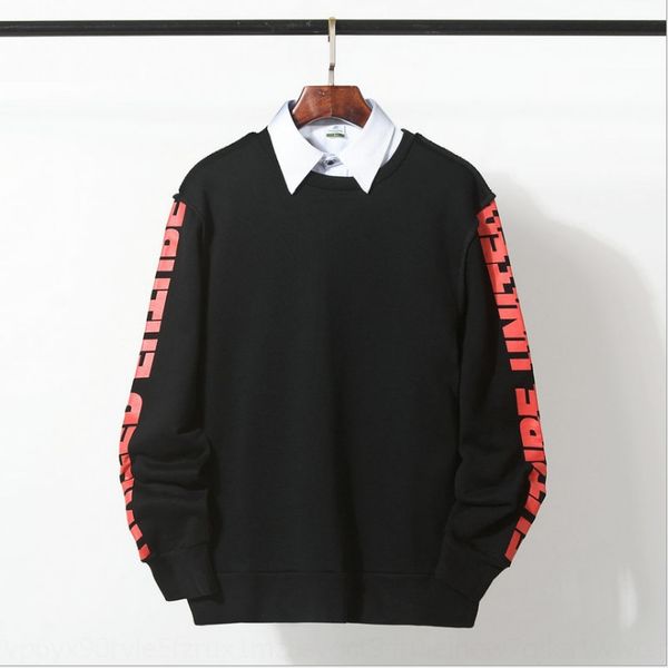 

trendy round neck printed casual loose black lazy wind trendy men's coat sweater round neck printed sweater men's casual loose bla