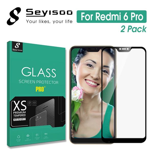 

[2 pack] 100% original seyisoo 2.5d 0.3mm full cover screen protector tempered glass for xiaomi redmi 6 pro xiomi redmi 6pro