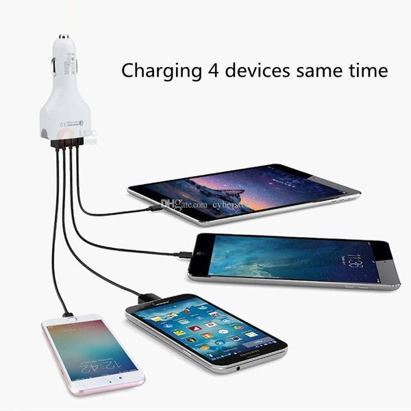 

4 usb ports qc 3.0 car charger fast quick charge 3.1a smart phone for samsung huawei s8 tablet new