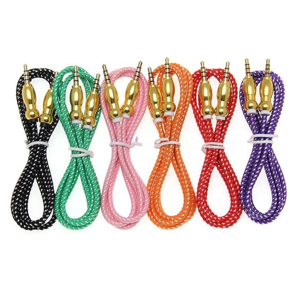 

1m gold plated plug audio cable 3.5mm aux cord speaker wire line for samsung galaxy s8 s9 phones car headphone