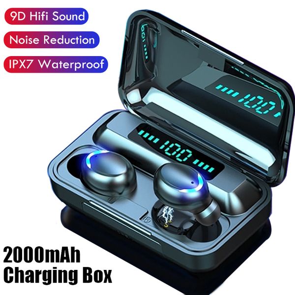 

wireless mini in-ear bass sound waterproof sport stereo bluetooth headphones headset 2000mah charging case