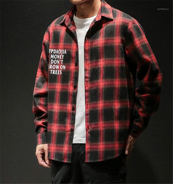 

print plaid shirt lapel clothes fashion styles single breasted homme spring designer mens shirt mens letter, White;black