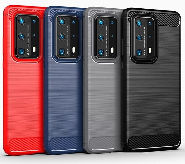 

carbon fiber texture slim armor brushed tpu case cover for huawei y5p y6p y7p p40 lite e p40 pro p40 pro plus honor 9s 9c 100pcs/lot