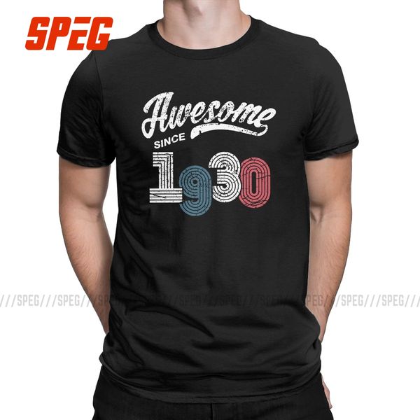 

awesome since 1930 men t shirt vintage gifts for 90th birthday humorous tee 90 years old t-shirt 100% cotton gift clothes