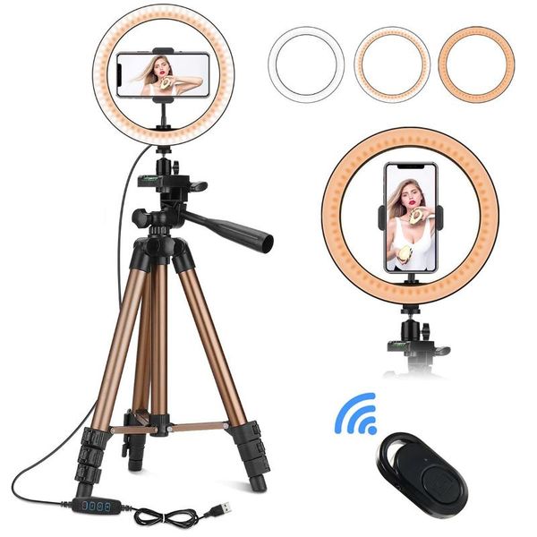 

flash heads 6/10 inch controllable pography ring light led selfie fill po makeup lighting with tripod stand phone holder youtube video