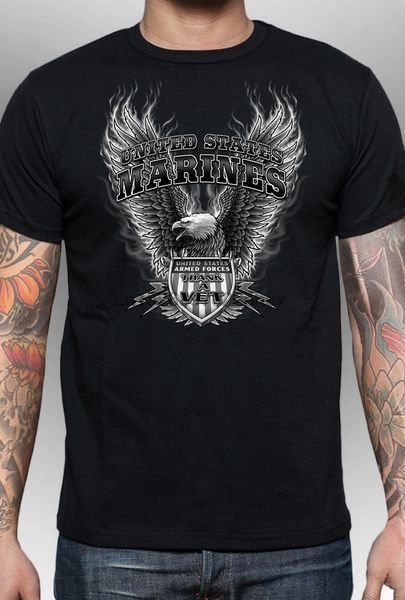 

u.s.marine patriotic eagle military black t-shirtprint area 14x16 not a transfer men t shirt