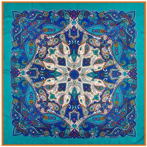 

neckerchief hijab 100cm scarf print twill bandana women shawl female silk square paisley for lady foulard leopard scarves xruym bdehome, Black