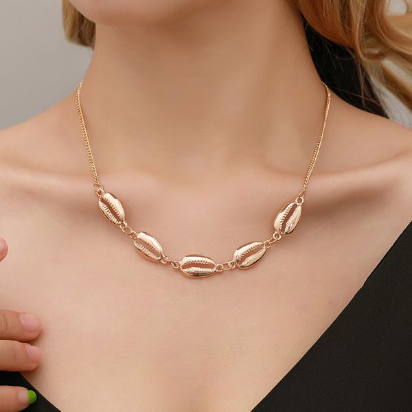 

творческий vintage shell choker ожерелье личность sexy металл ключицы цепи мода ювелирные изделия для женщин, Golden;silver