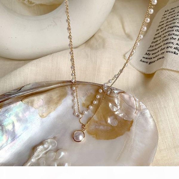 

korean fashion double-layer pearl young personality simple necklace, Silver