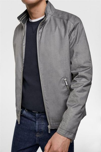 

casual jacket zipper fly mens slim coats mens designer luxury jacket fashion long sleeve stand collar, Black;brown