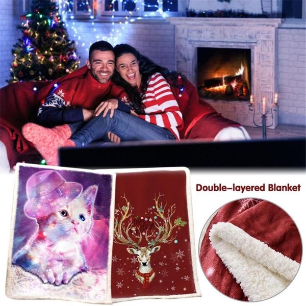 

blankets winter flannel fleece rug blanket double-layered warm soft throw sofa bed cover square home textile