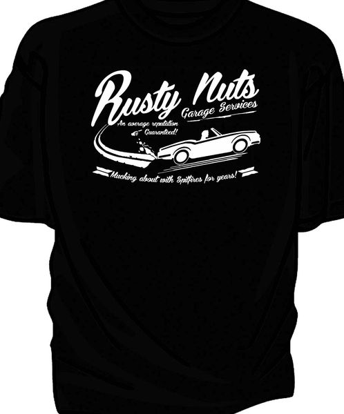 

2018 print tee men short sleeve rusty nuts garage services t-shirt.classic american car fans spitfire make your own t shirt