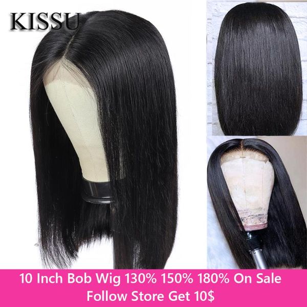 

lace wigs 10 inch bob wig hd peruvian hair straight short human women's transparent with, Black;brown