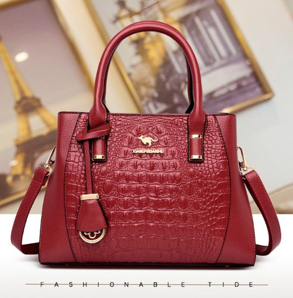 

women's designer luxury handbag 2020 fashion new pu leather women handbags crocodile pattern shoulder messenger bag