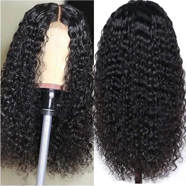 

new lace frontal wig closure wigs 4*4 lace indian human hair remy hair pre plucked hairline with baby hair for women, Black