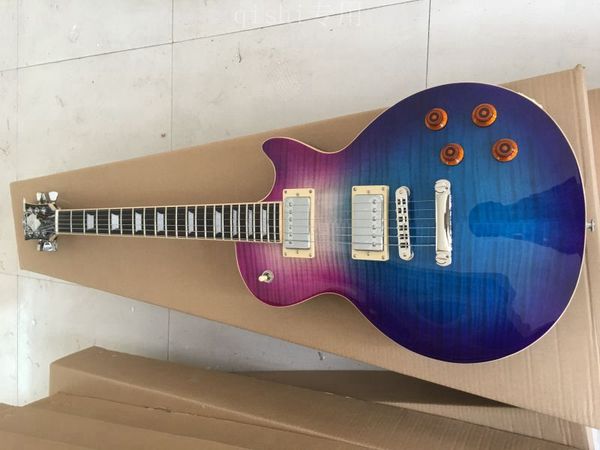 

ustom shop standard 50s 1959 r9 flame maple purple transfer blue electric guitar grover tuners, chrome hardware