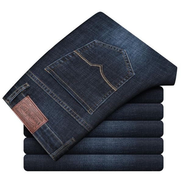 

men's jeans business straight-leg 2021 autumn and winter black blue fitted version denim pants male brand