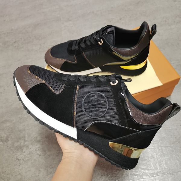 

mens sneakers trainers racer shoes men womens running flats shoes genuine leather print mesh casual shoes with box, Black