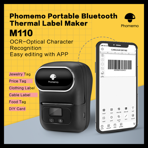 

printers phomemo m110 label maker portable bluetooth thermal printer apply to clothing jewelry retail mailing barcode mini