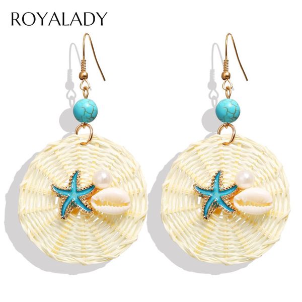 

dangle & chandelier bohemia starfish shell rattan straw drop earrings for women summer beach pearl pendant 2021 earring brincos jewelry, Silver