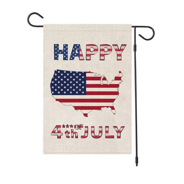 

new happy 2020 independence july decoration linen garden courtyard of flag festival day 4th shuangpian flag 47*32cm american bwkf mbuoi