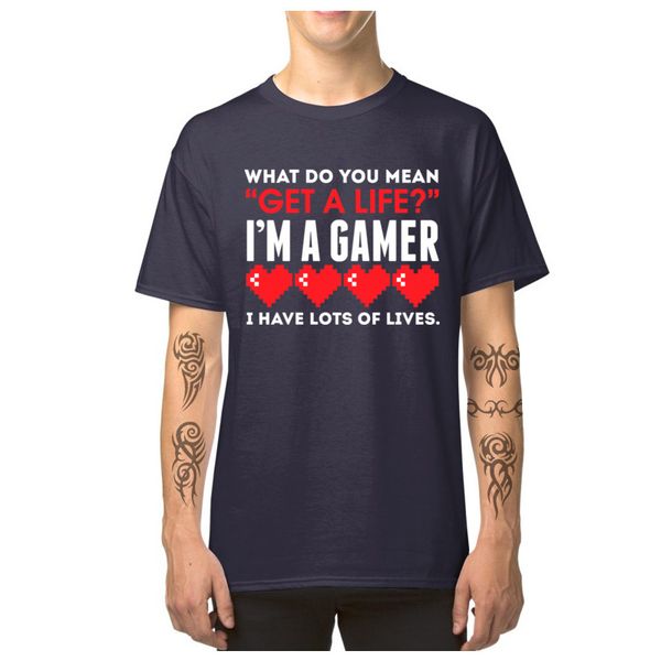 

gamer tee shirt men t-shirts i have lots of lives funny video games player letter gift tshirt super mario 100% cotton sweatshirt
