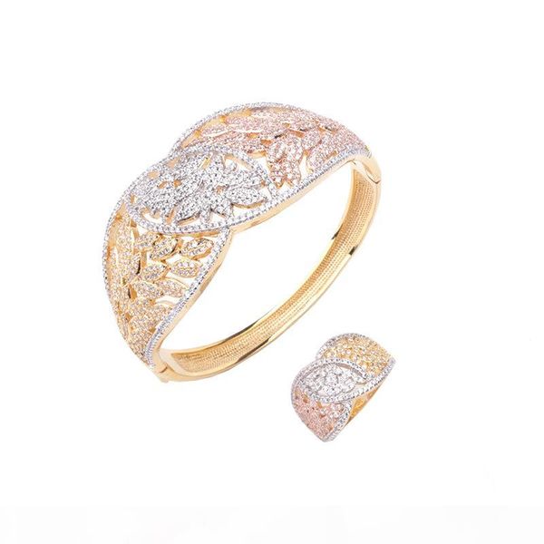

luxury fashion classic multicolor bracelet ring copper zircon jewelry bride wedding party jewelry in dubai, africa b1106, Black