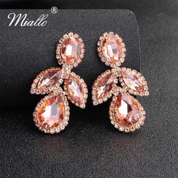 

dangle & chandelier miallo fashion leaves austrian crystal earrings wedding bridal drop for women bride bridesmaids, Silver