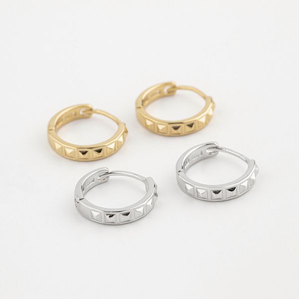 

100% 925 sterling silver earrings women's punk style geometric round earrings fashion girls high jewelry accessories, Golden;silver