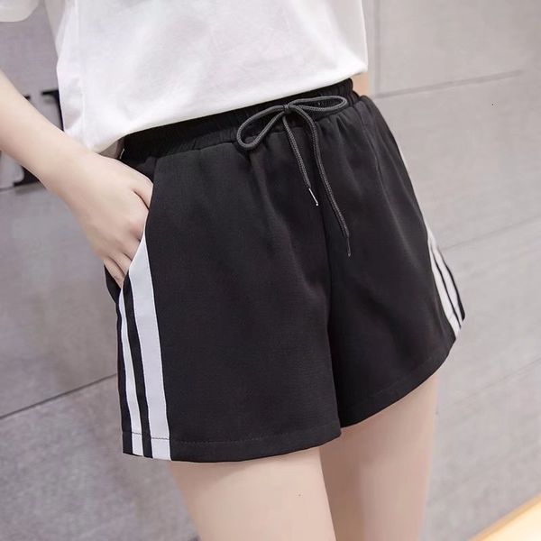 

women casual shorts white sides stripe high waist joggers loose wide shorts capirs bf style casual workout shorts, White;black
