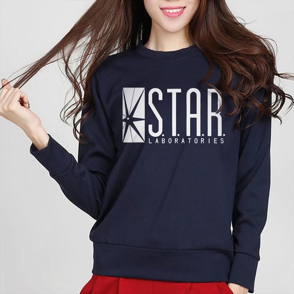 

2020 new fashion autumn funny american drama the flash sweatshirt star laboratories women comic books tv star labs slim hoodies, Black