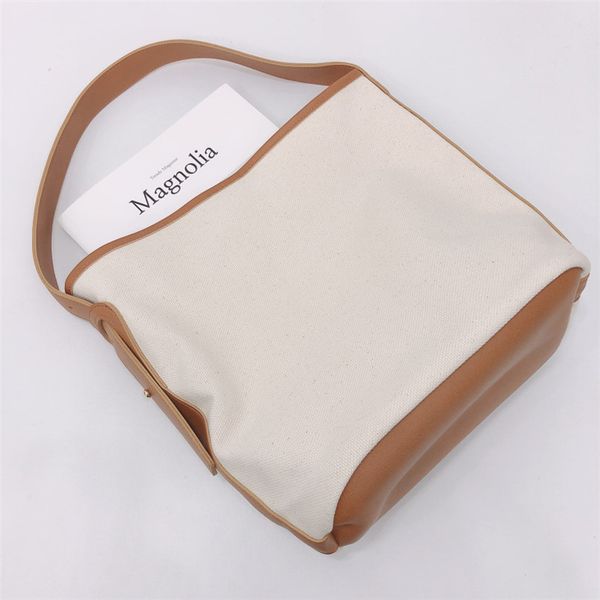 

women ins large capacity canvas collision color bucket handbag hand bags girl 2020 new single shoulder bag students school bag