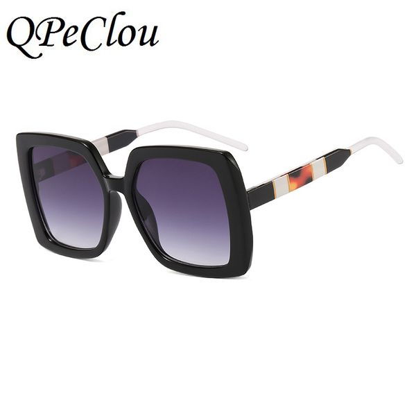 

qpeclou 2020 new fashion plastic square sunglasses women vintage oversize sun glasses men clear glasses frame female shades, White;black