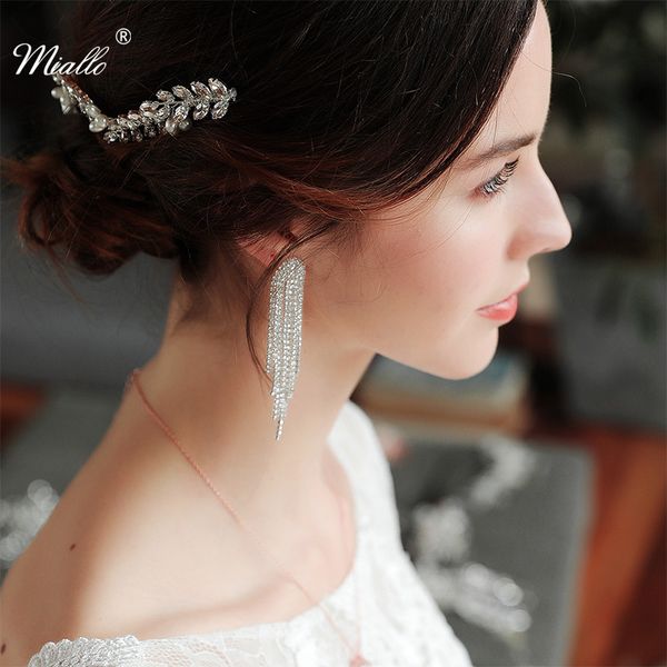 

dangle & chandelier miallo est bohemia silver color crystal alloy tassel women drop earrings wedding bride bridesmaids