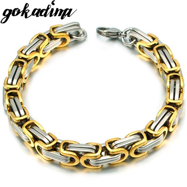 

gokadima men bracelet byzantine stainless steel links & chains bracelets for man new jewelry wb245, Black