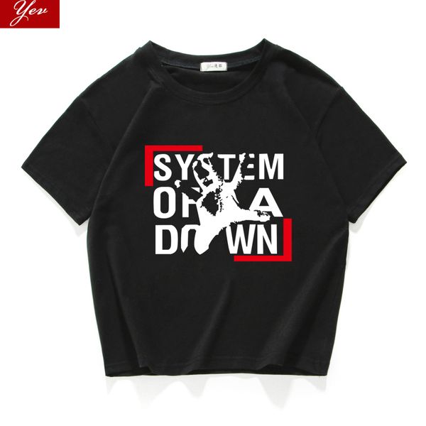 

new system of a down punk tee shirt femme cotton streetwear nu-metal t shirt women short hipster crop women clothes 2019