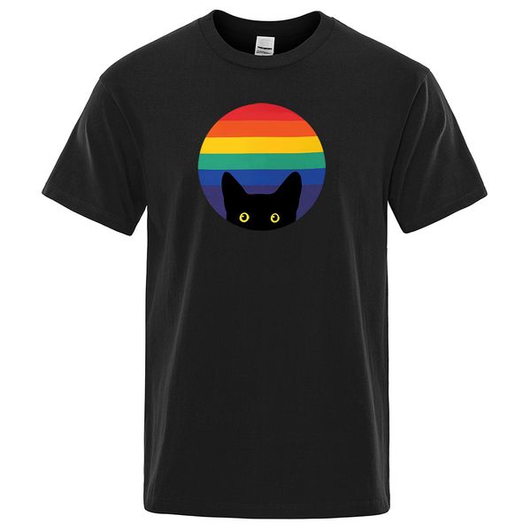 

lovely cute black cat printing t-shirts man summer 100% cotton o-neck t-shirt for men short sleeve fashion tees streetwear