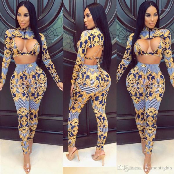 

2pcs sets fashion mulit print hollow out long pants womens 2pcs sets casual females clothing womens designer, White