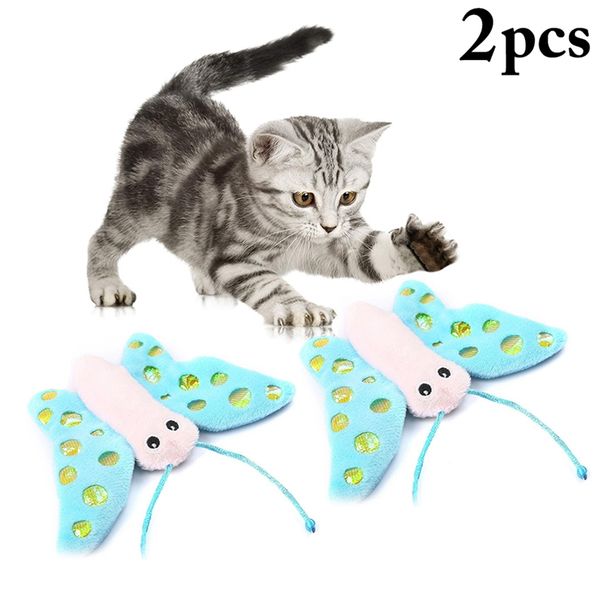 

cat toys 2pcs pet butterfly toy cute plush catnip chew sound funny playing for cats
