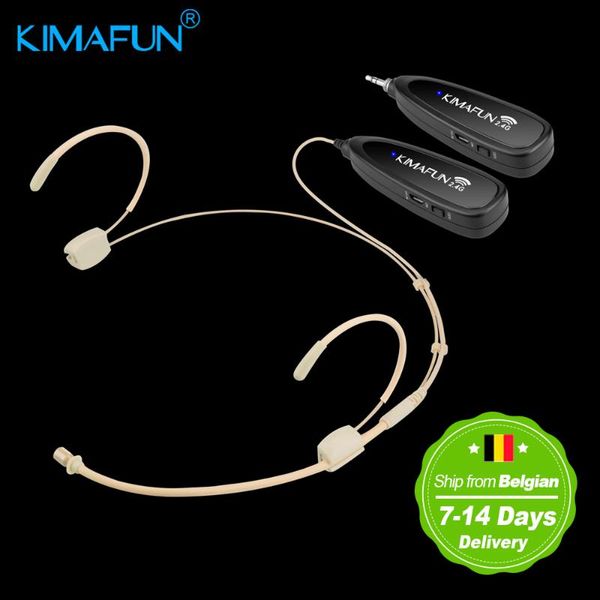 

kimafun 2.4g беспроводной микрофон громкоговоритель 30-50m передача двойной ear headset мегафон mic передатчик с микрофоном