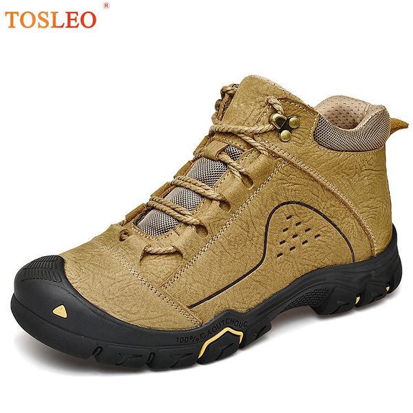 

genuine leather men boots plush warm winter men shoes winter boots, Black
