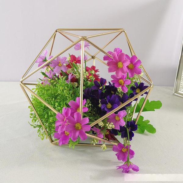 

gold geometric stands centerpieces 25cm table wedding party l decoration home accessories t200331