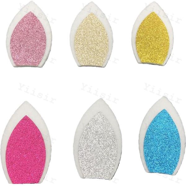 

3" felt glitter unicorn ears,jewelry accessory, craft supply for party birthday baby shower headband,animal cat ears, Slivery;white