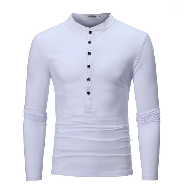 

autumn long sleeve 6 colors casual slim sell men button solid colors mens t-shirts spring, White;black